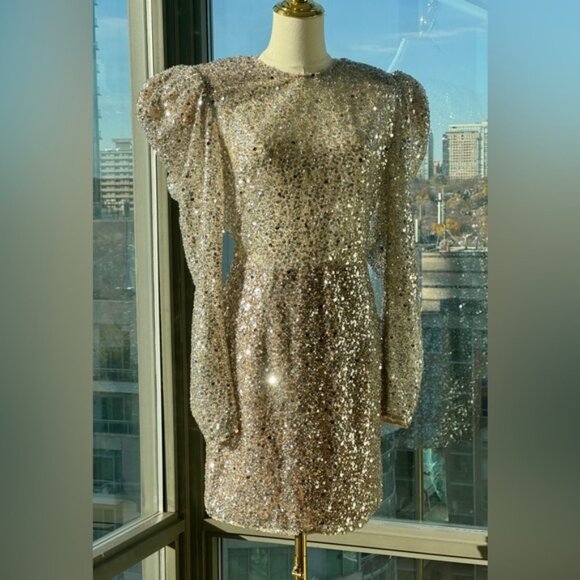 🆕 BRONX & BANCO 🧿 NWOT Tessa Silver Sequin Mini Dress, Sz L US 8 - Picture 5 of 15